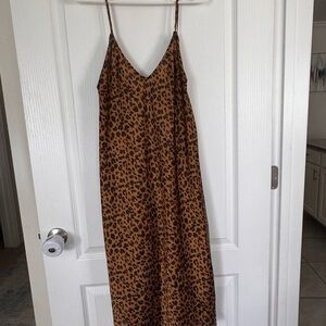 A New Day leopard print midi slip dress